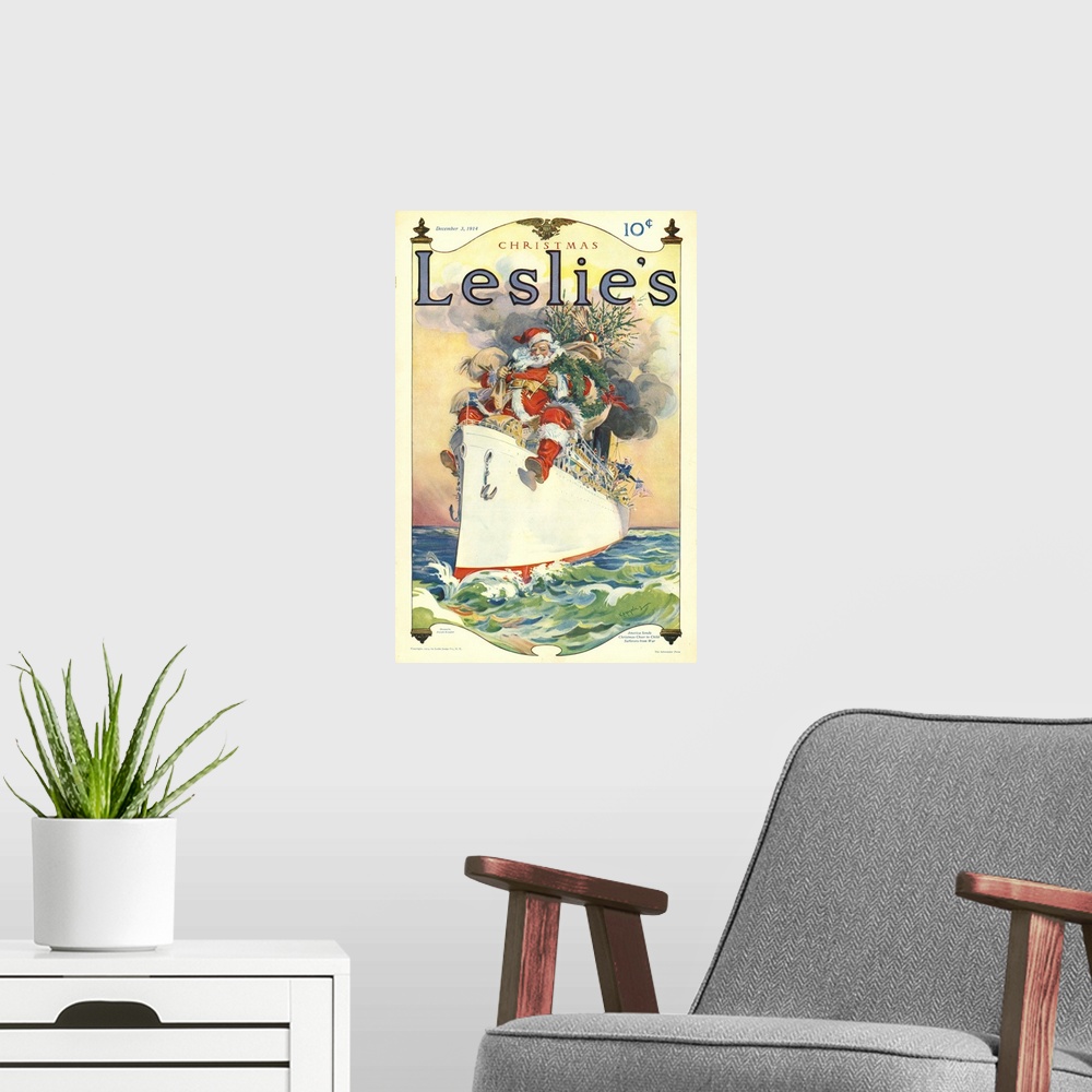 A modern room featuring Leslie..s.1914.1910s.USA.Father Christmas Santa Clause ships cruises...