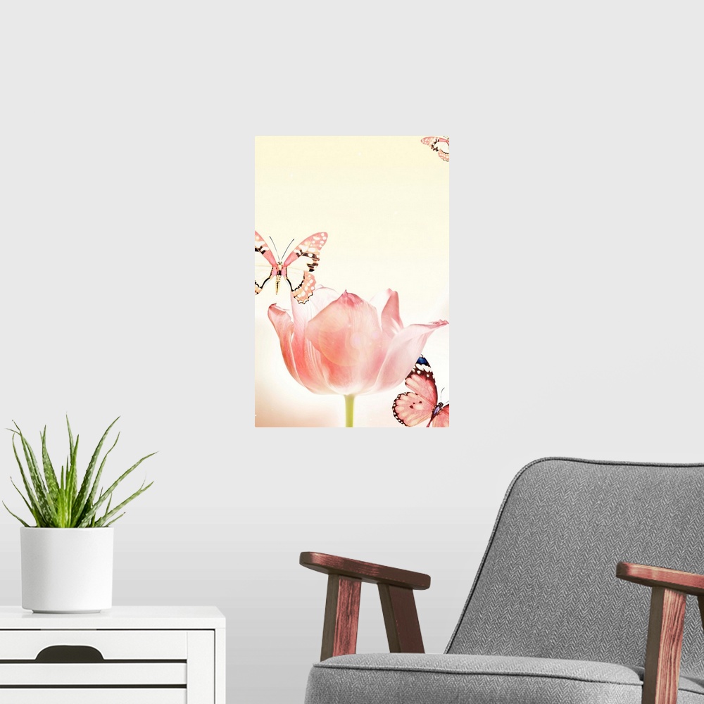 A modern room featuring Butterflies And Tulips