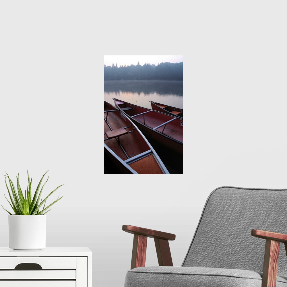 A modern room featuring Canoes On Still Water