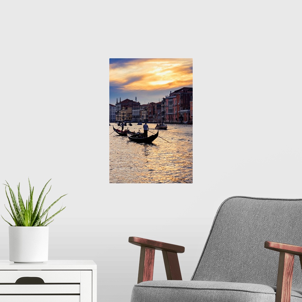A modern room featuring Grand Canal At Sunset, Venice, Italy