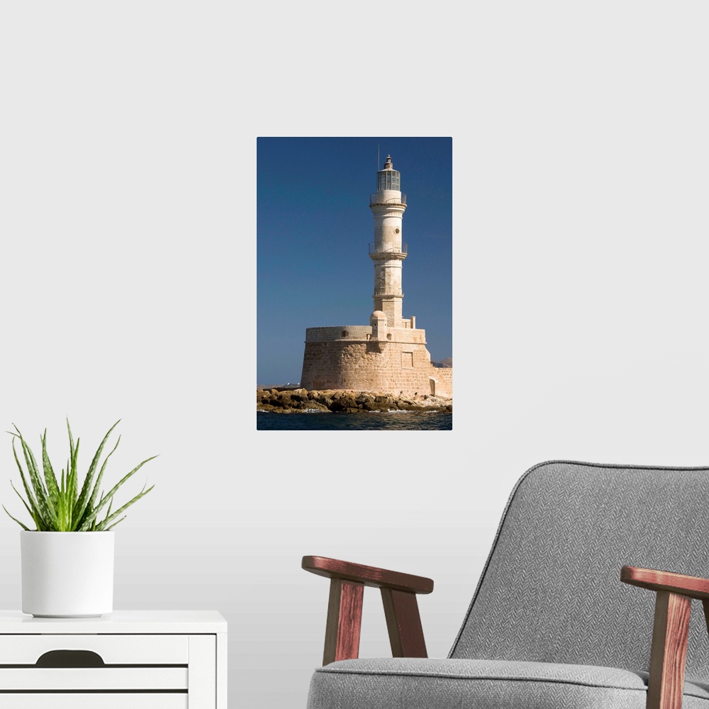 A modern room featuring Greece, Crete, Hania, Close Up Of An Old Lighthouse