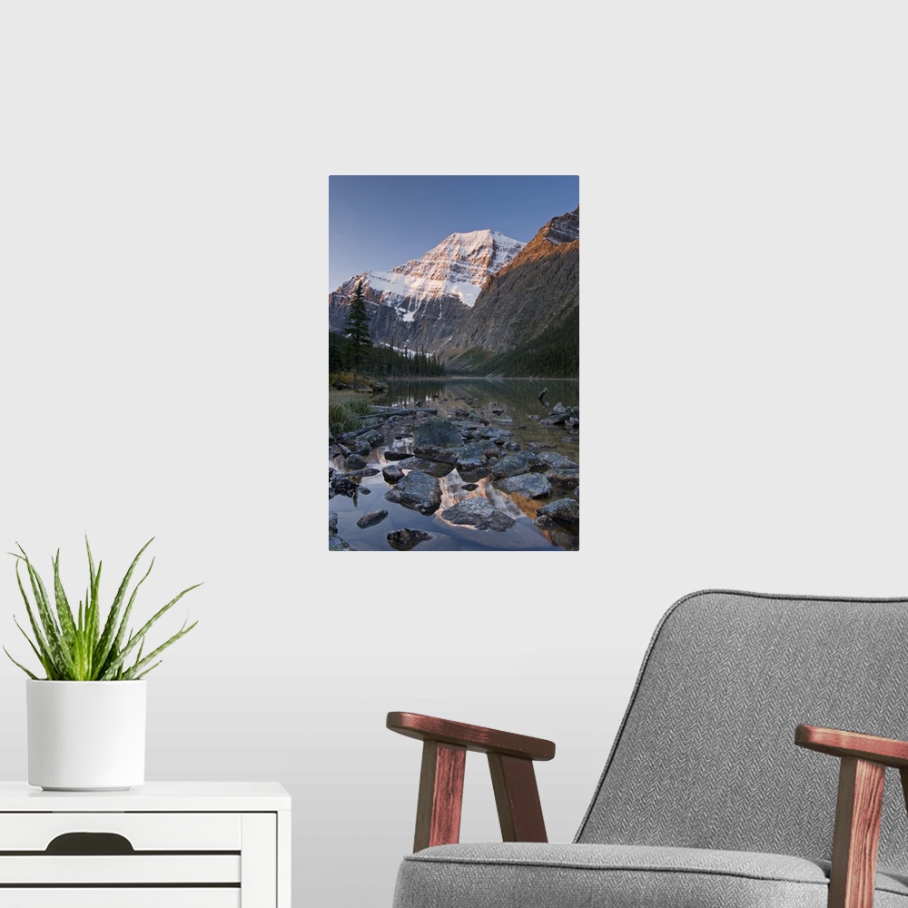 A modern room featuring Mount Edith Cavell, Jasper National Park, Alberta, Canada