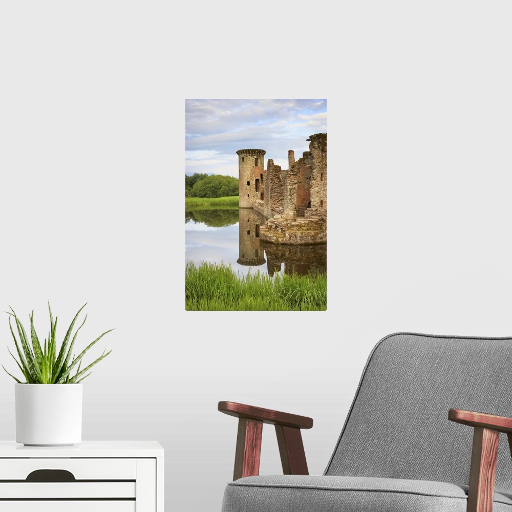 A modern room featuring Ruin of Caerlaverock Castle, Dumfries and Galloway, Scotland