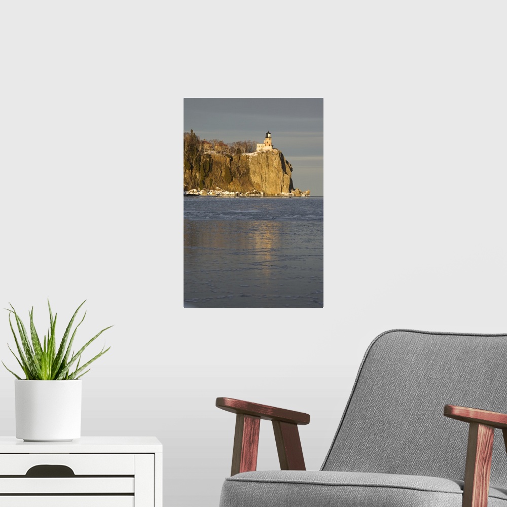 A modern room featuring Split Rock Lighthouse On Lake Superior In Winter; Minnesota
