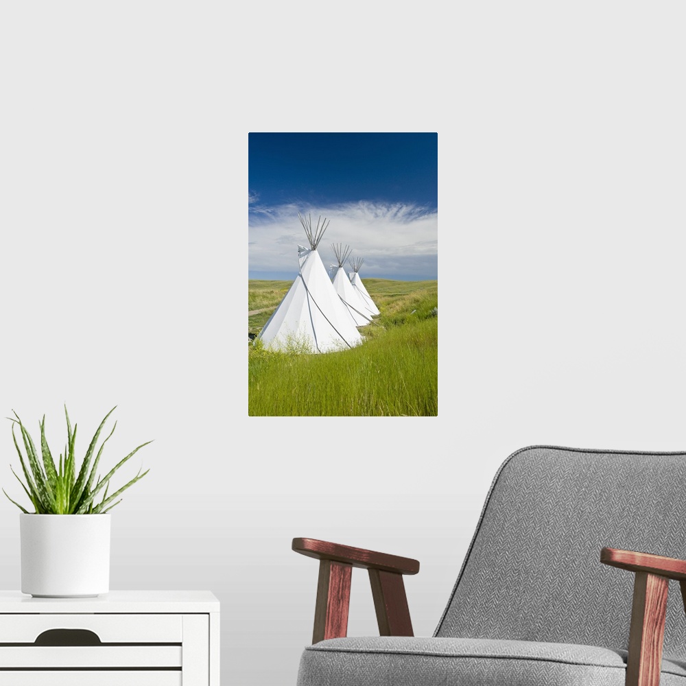 A modern room featuring Tipis Just Outside The Grasslands National Park, Val Marie, Saskatchewan, Canada