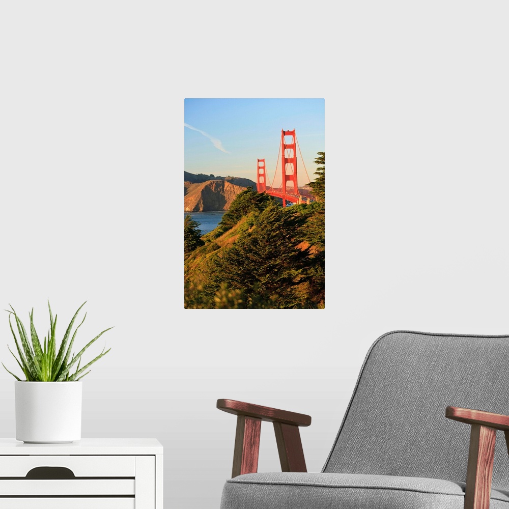 A modern room featuring View Of Golden Gate Bridge; San Francisco, California, USA