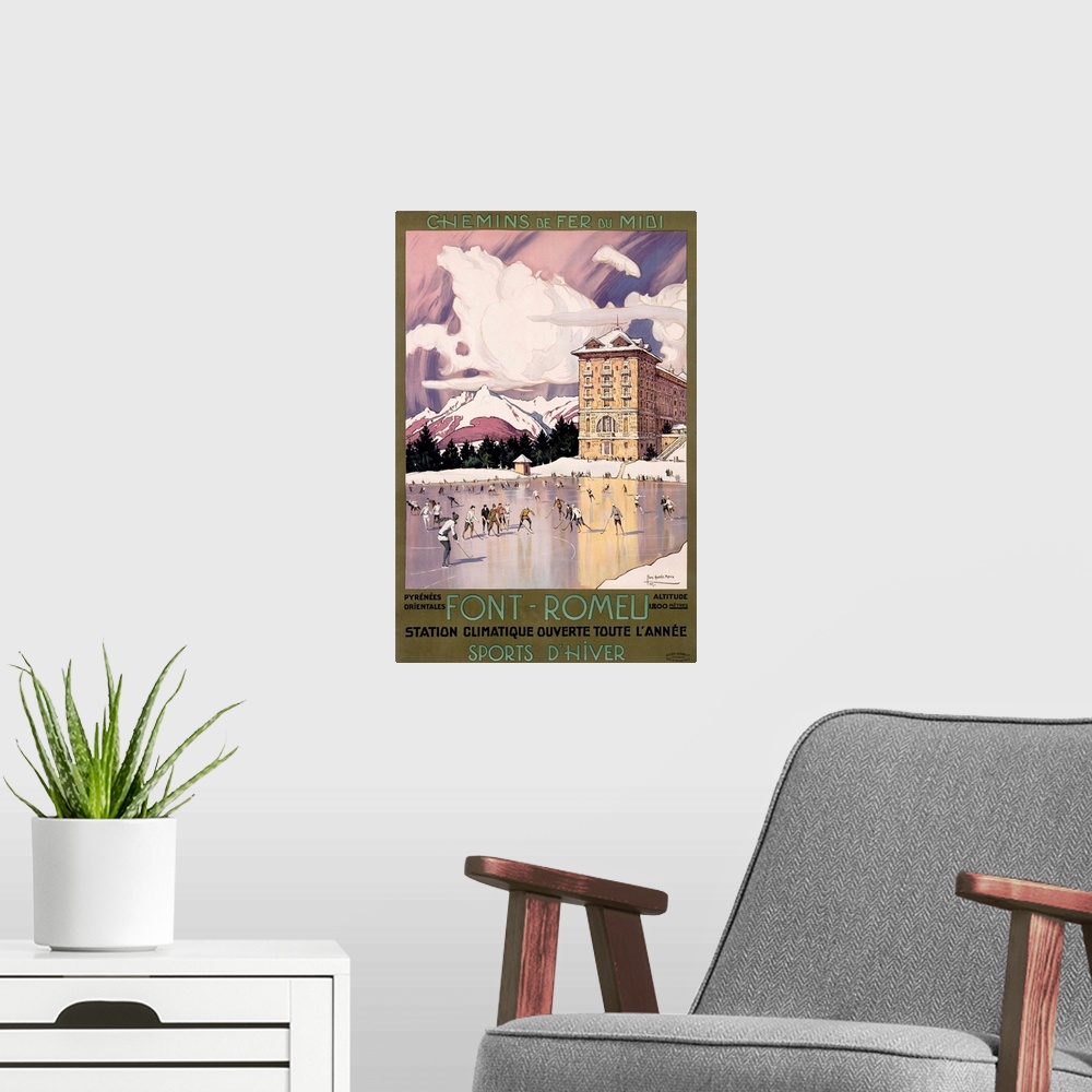 A modern room featuring Chemin de Fer du Midi, Vintage Poster, by George Roux