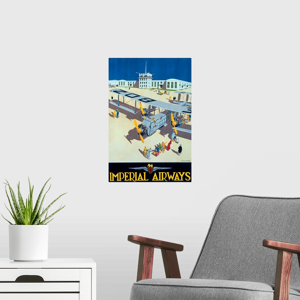 A modern room featuring Imperial Airways, Vintage Poster, by Harold McCready