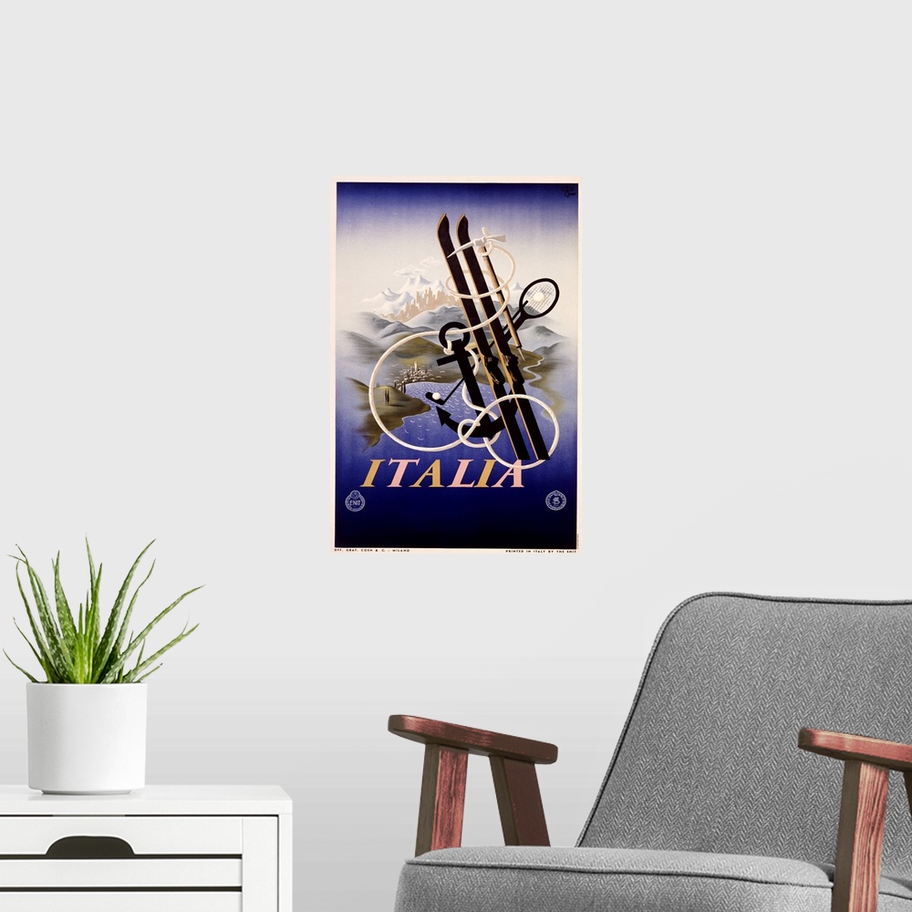 A modern room featuring Italia, Activities to Enjoy, Vintage Poster