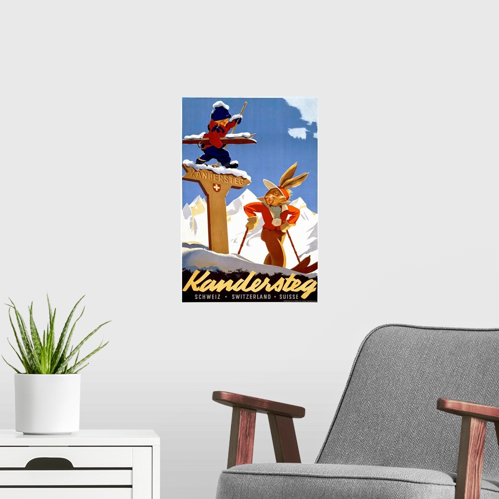 A modern room featuring Kandersteg, Schweiz, Switzerland, Vintage Poster