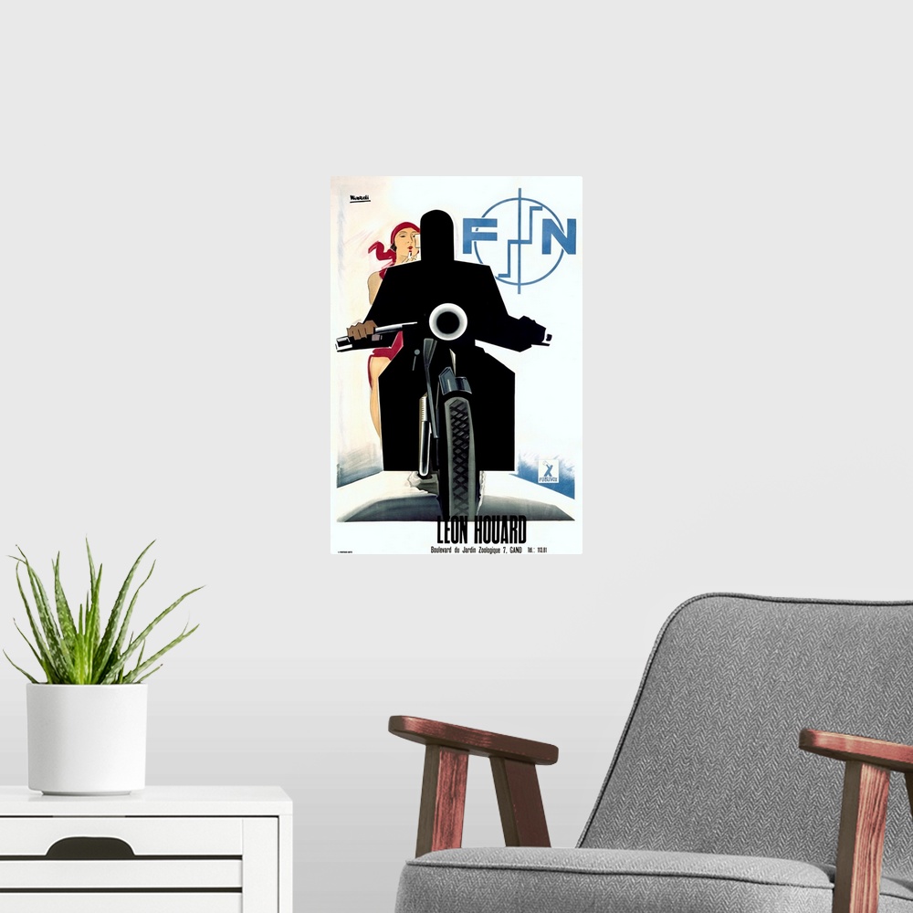A modern room featuring Leon Houard, Vintage Poster, by Marcello Nizzoli