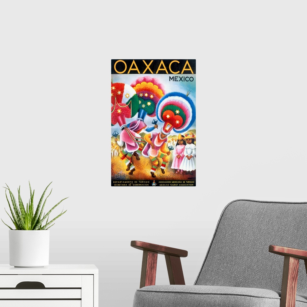A modern room featuring Oaxaca, Mexico, Vintage Poster
