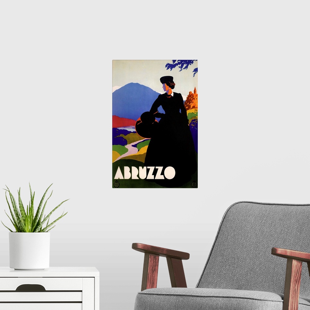 A modern room featuring Abruzzo - Vintage Travel Advertisement