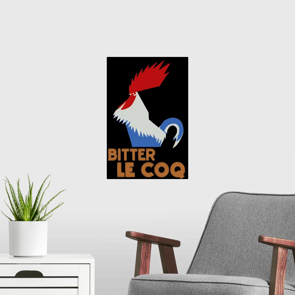 A modern room featuring Bitter le Coq - Vintage Liquor Advertisement
