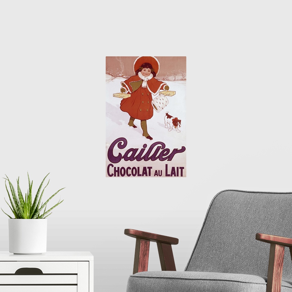 A modern room featuring Cailler - Vintage chocolate Advertisement