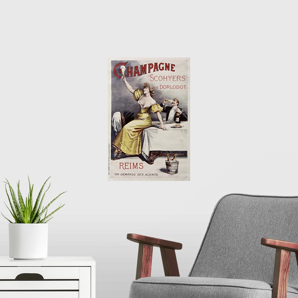 A modern room featuring Champagne Scohyers - Vintage Advertisement