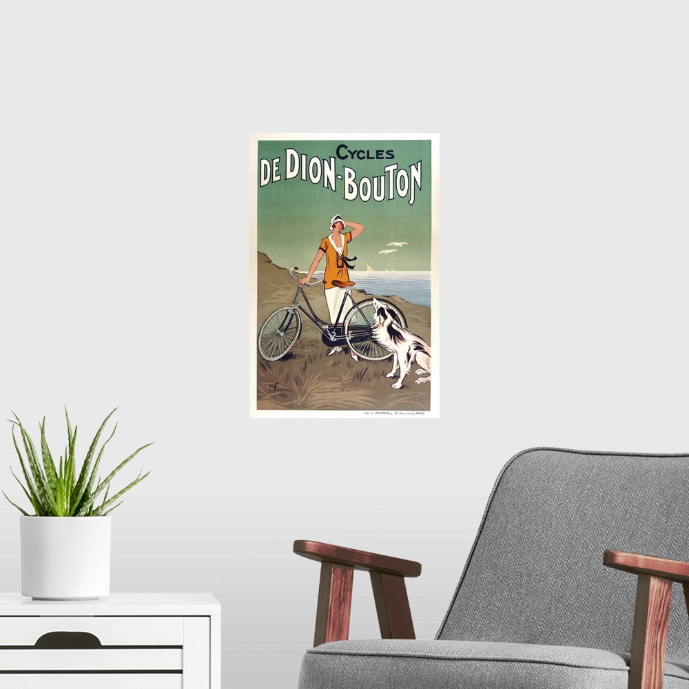 A modern room featuring Cycles De Dion Bouton - Vintage Bicycle Advertisement