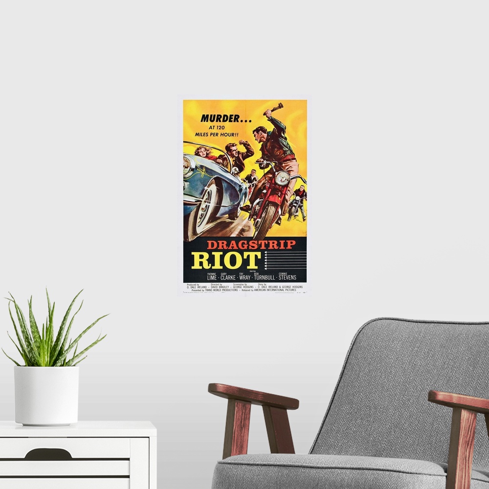 A modern room featuring Movie Poster: Dragstrip Riot