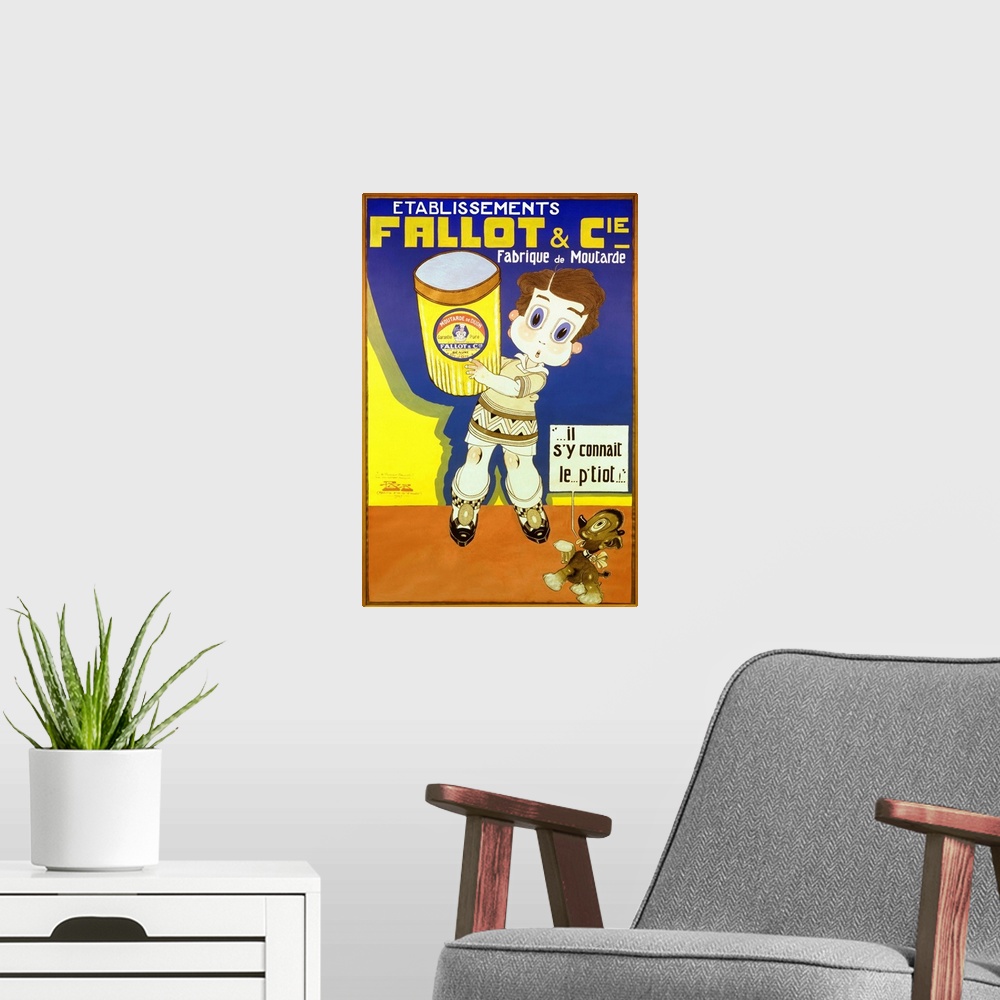 A modern room featuring Fallot et Cie. - Vintage Mustard Advertisement