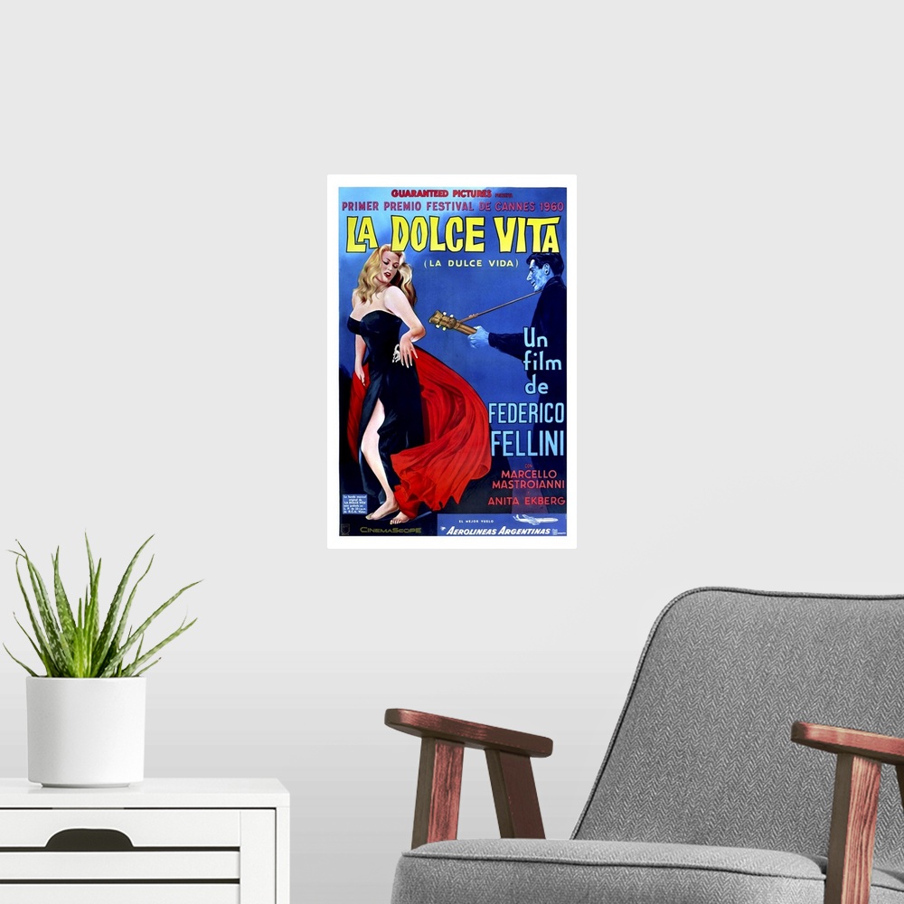 A modern room featuring Movie Poster: La Dolce Vita