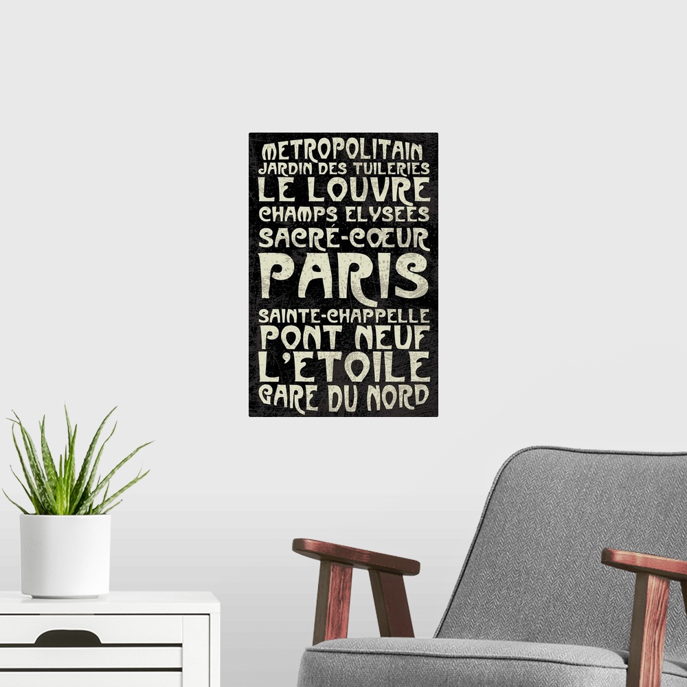 A modern room featuring Bus roll with streets and areas of interest in Paris