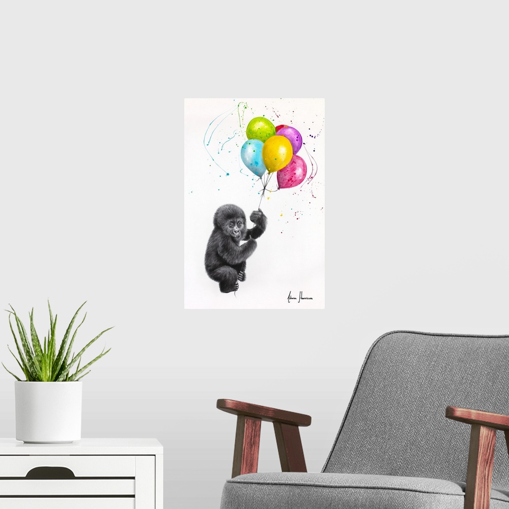 A modern room featuring Baby Gorilla And The Balloons