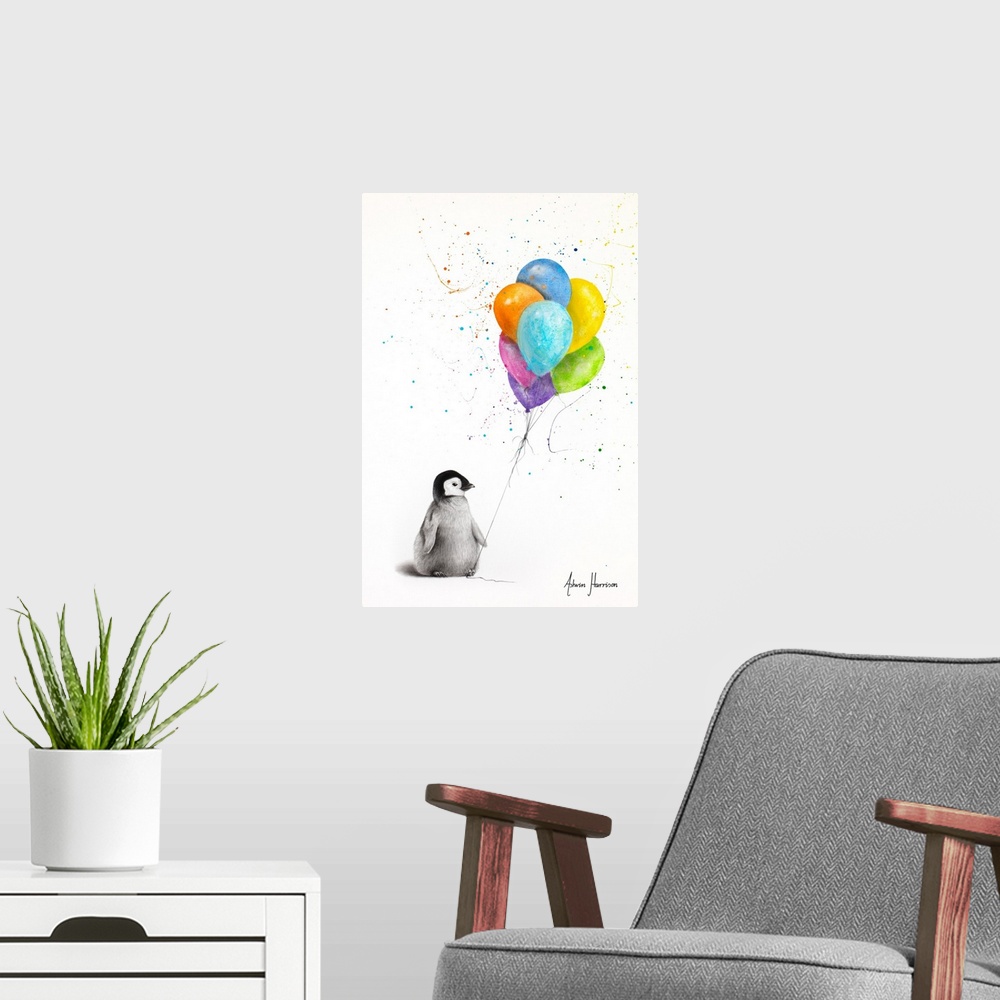 A modern room featuring Positive Penguin