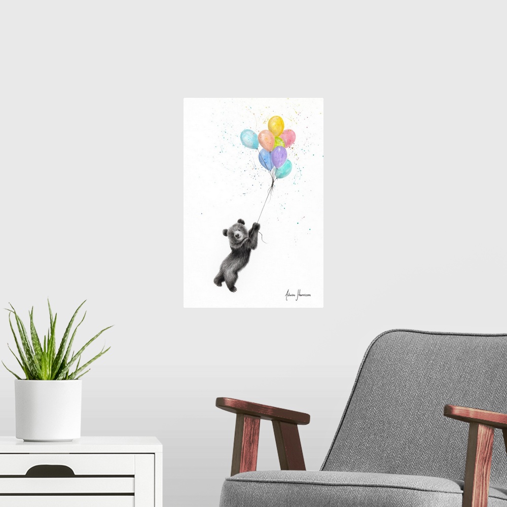 A modern room featuring The Bear And The Balloons