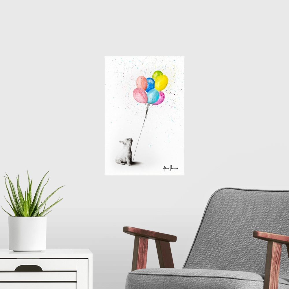 A modern room featuring The French Bulldog And The Balloons