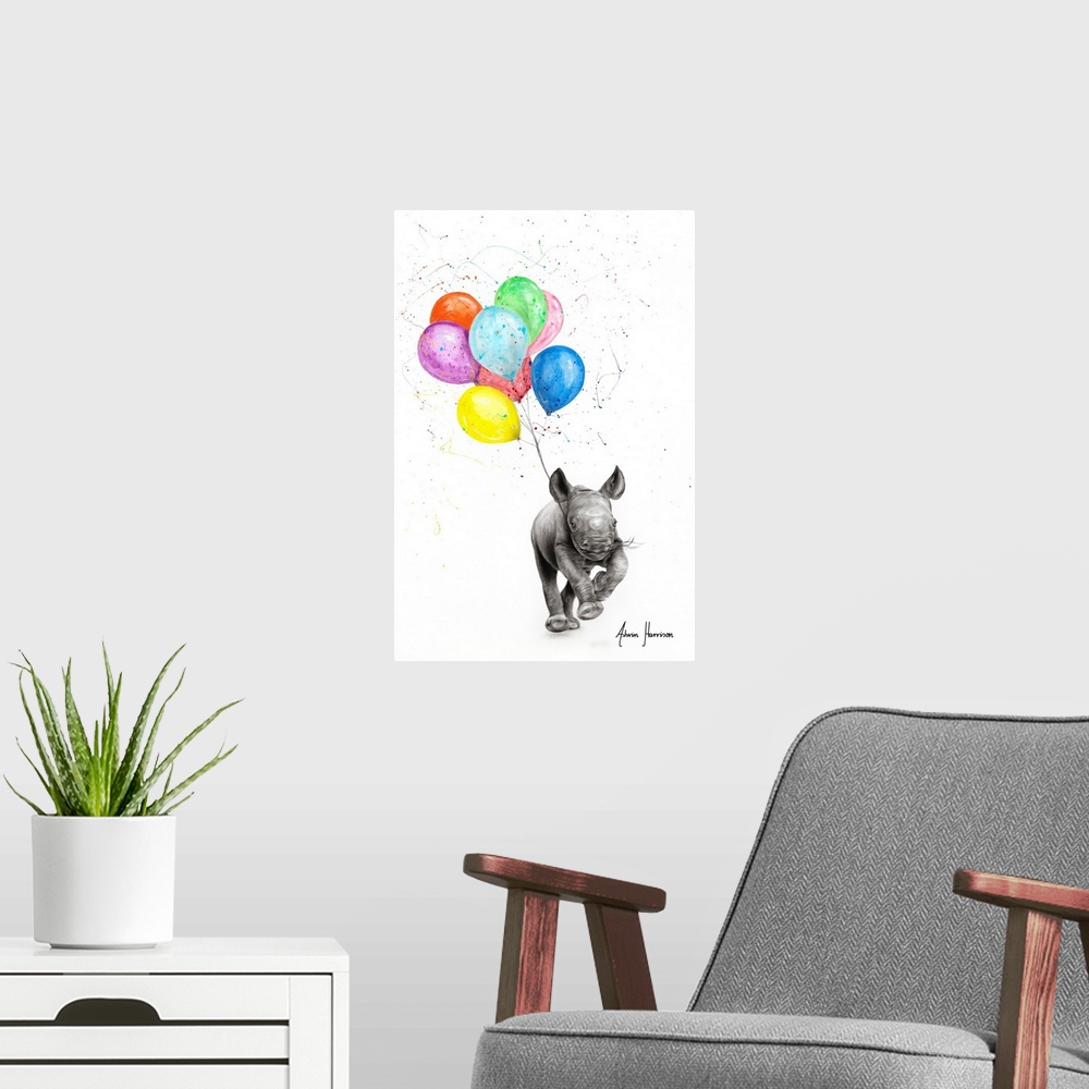 A modern room featuring The Rhino And The Balloons