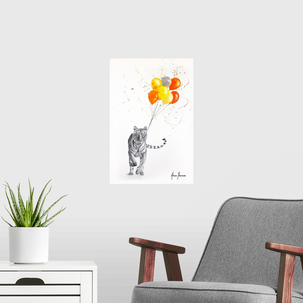 A modern room featuring The Tiger And The Balloons