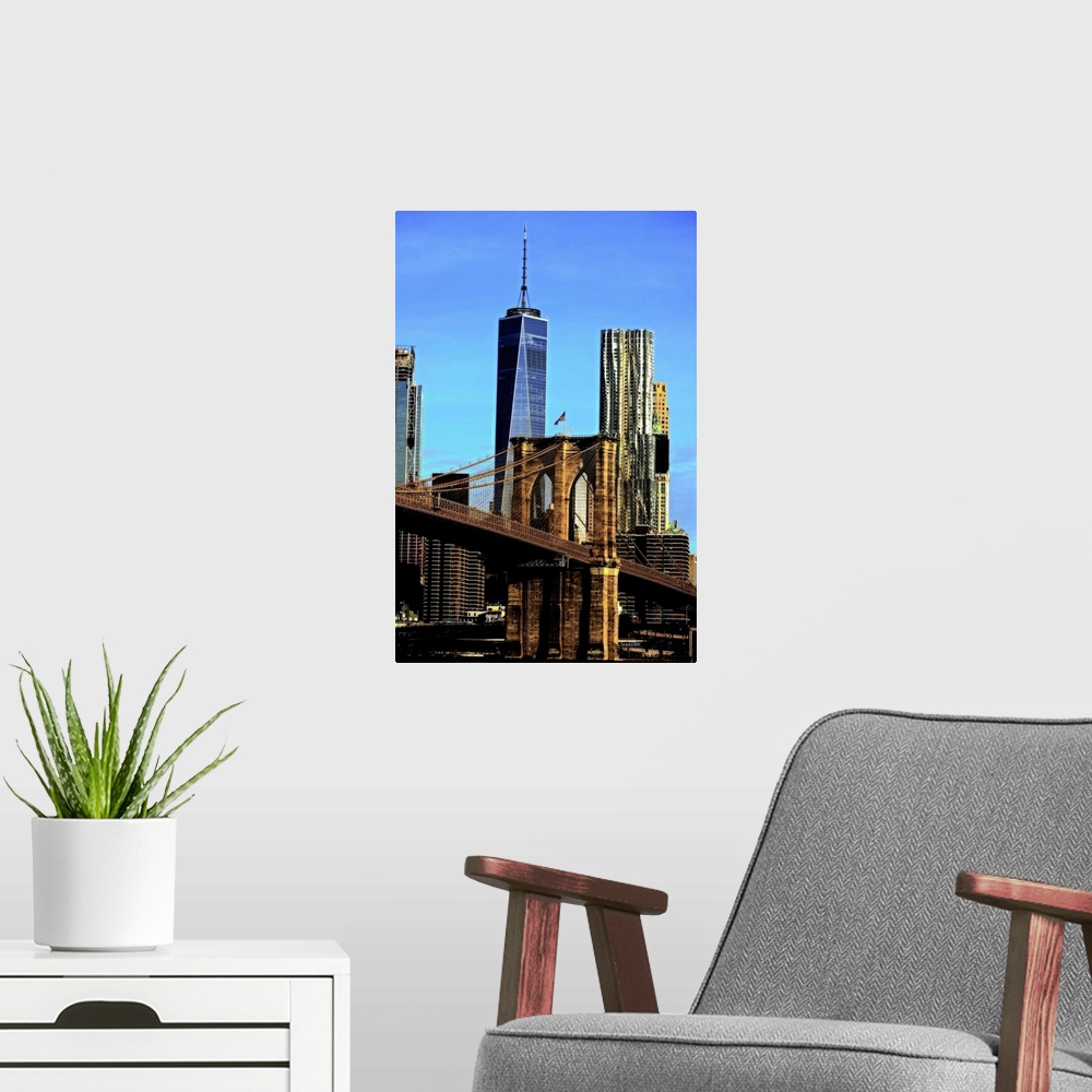A modern room featuring Brooklyn Bridge And 1WTC