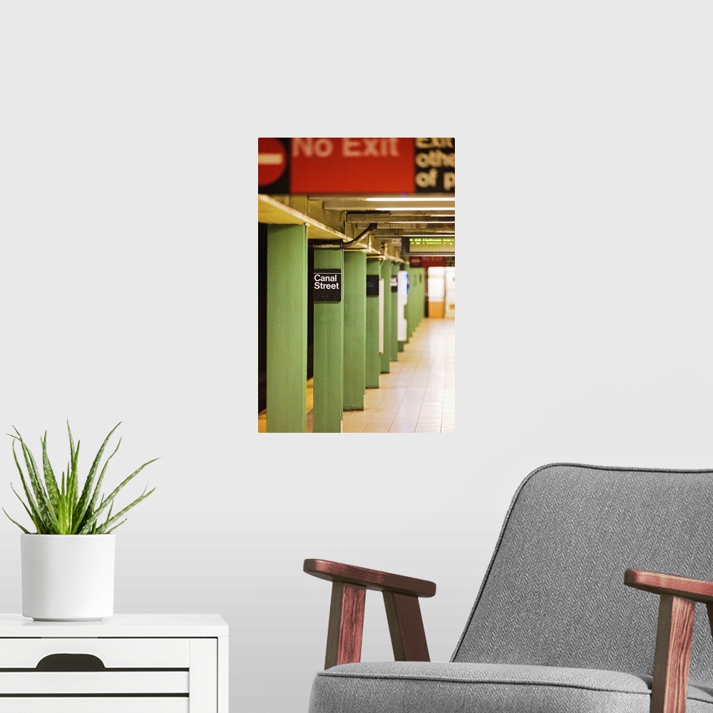 A modern room featuring New York City Subway Station At Canal Street