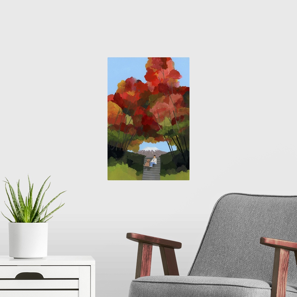 A modern room featuring Arch Of Autumn Leaves, 2015