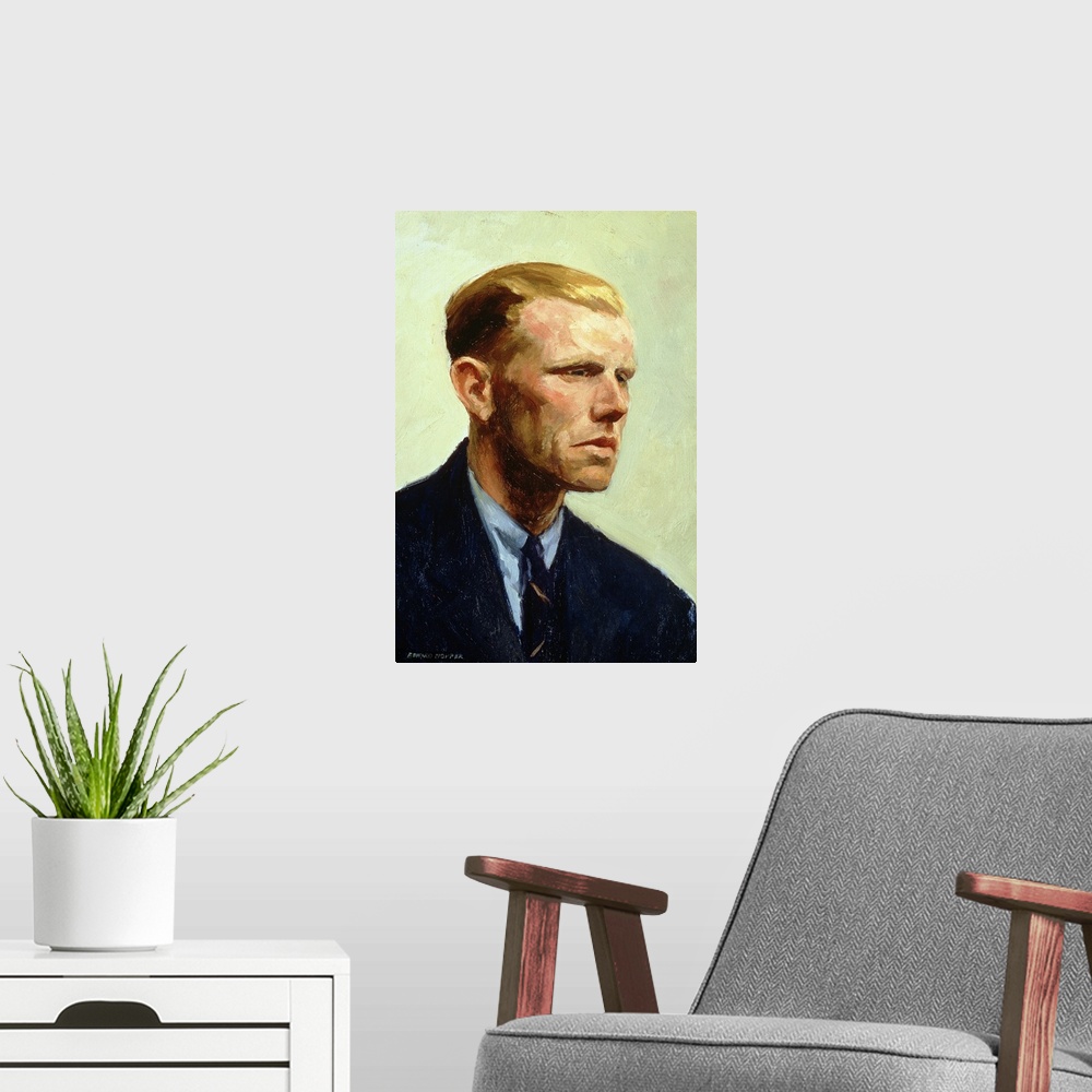 A modern room featuring Portrait of a Man
