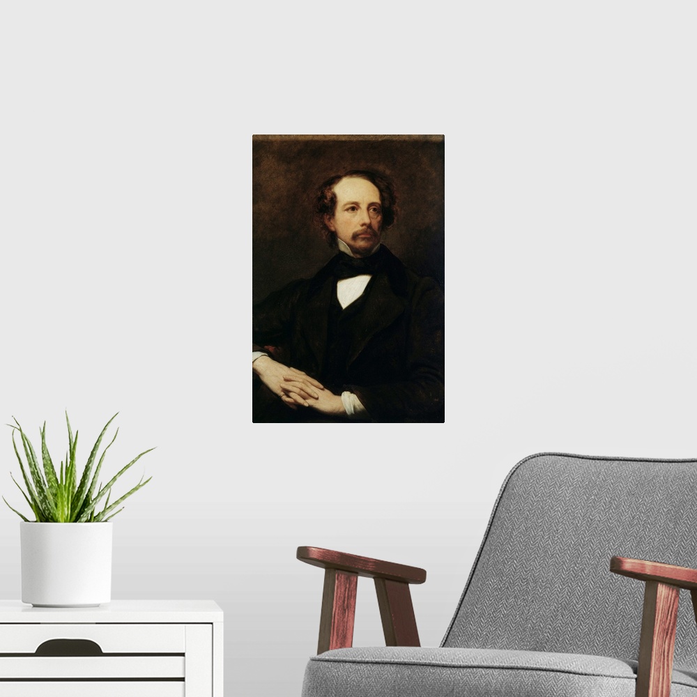 A modern room featuring Portrait of Charles Dickens (1812-1870) 1855