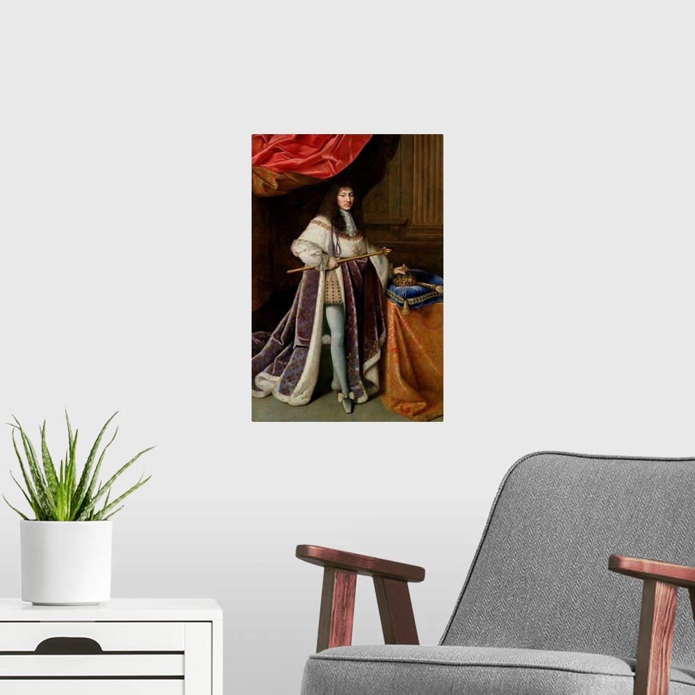 A modern room featuring Portrait of Louis XIV (1638-1715)