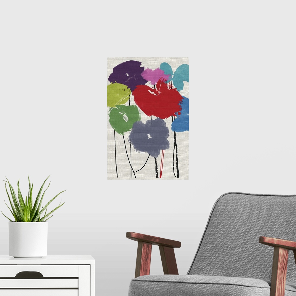 A modern room featuring Printed Flowers