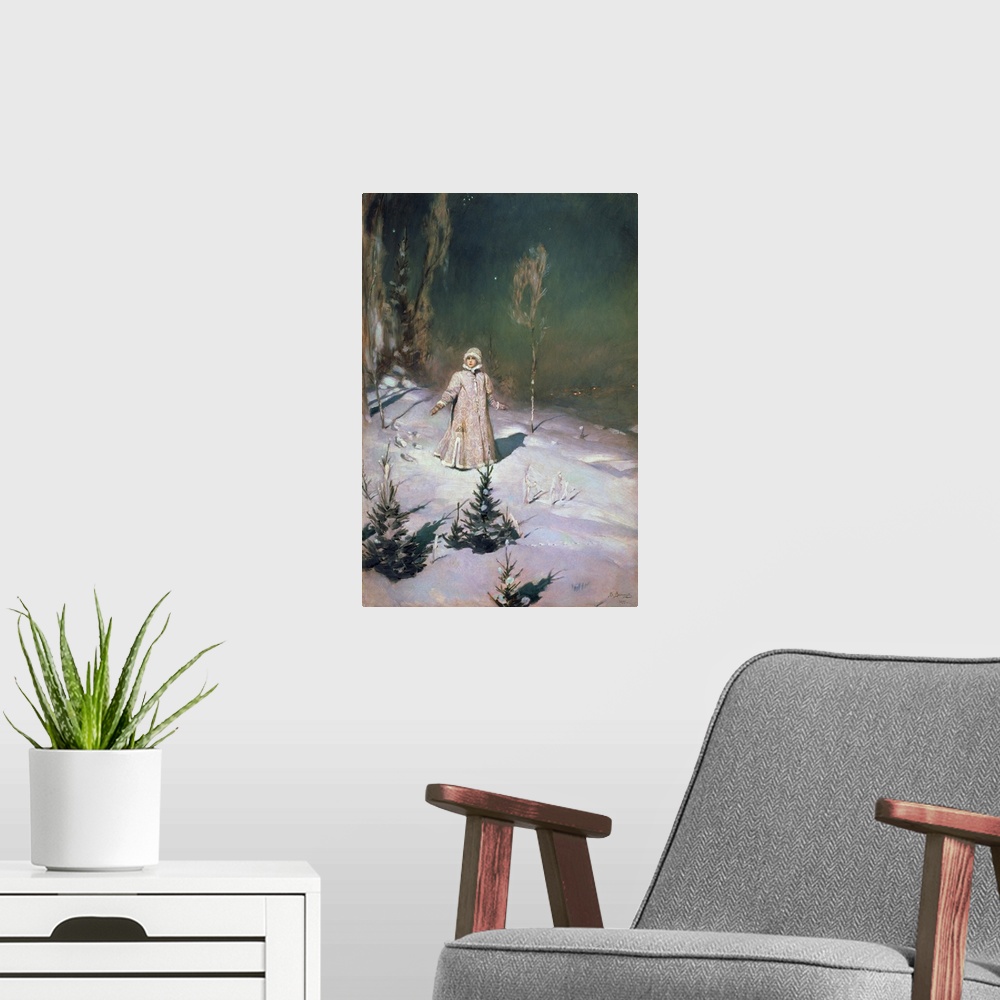 A modern room featuring Snow Maiden, 1899 (oil on canvas)