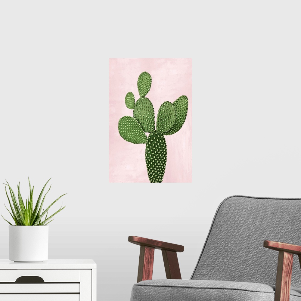 A modern room featuring Cactus on Pink VIII