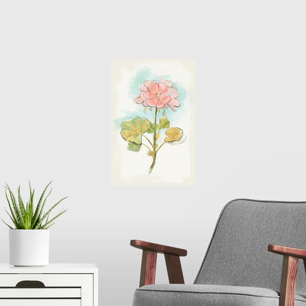 A modern room featuring A tasteful classic floral image for any decor.