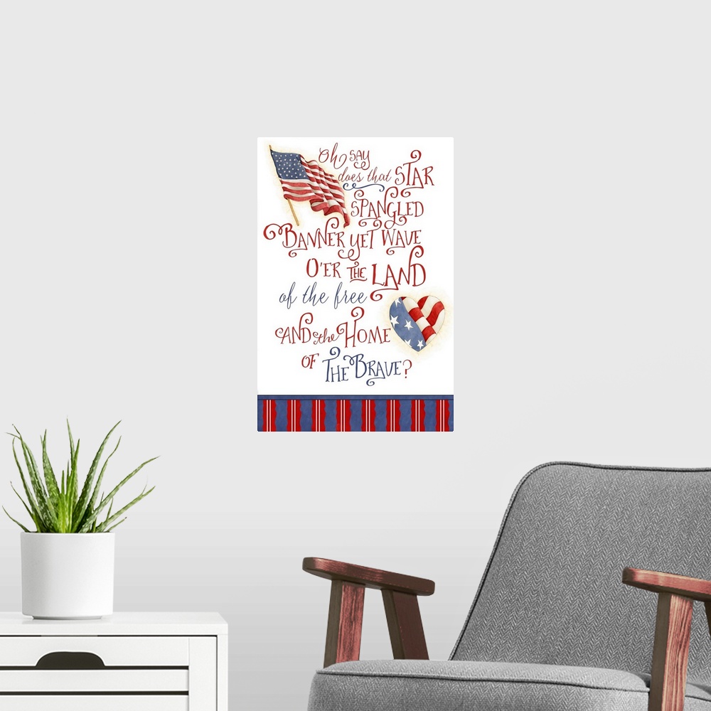 A modern room featuring A tribute to our national anthem and patriotic spirit!
