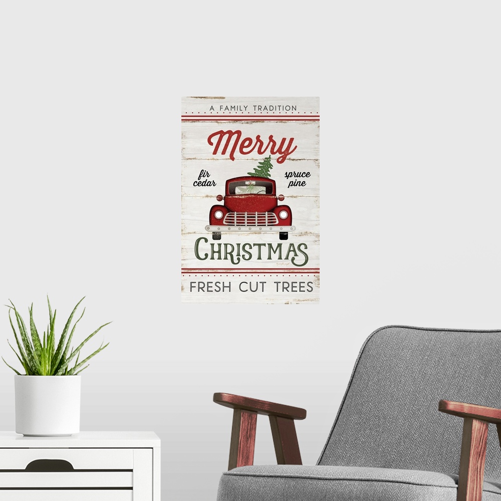 A modern room featuring Vintage Truck Merry Christmas
