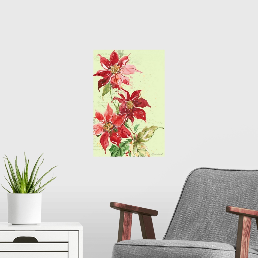 A modern room featuring A simple and elegant poinsettia adds a touch of winter's grace to any room.