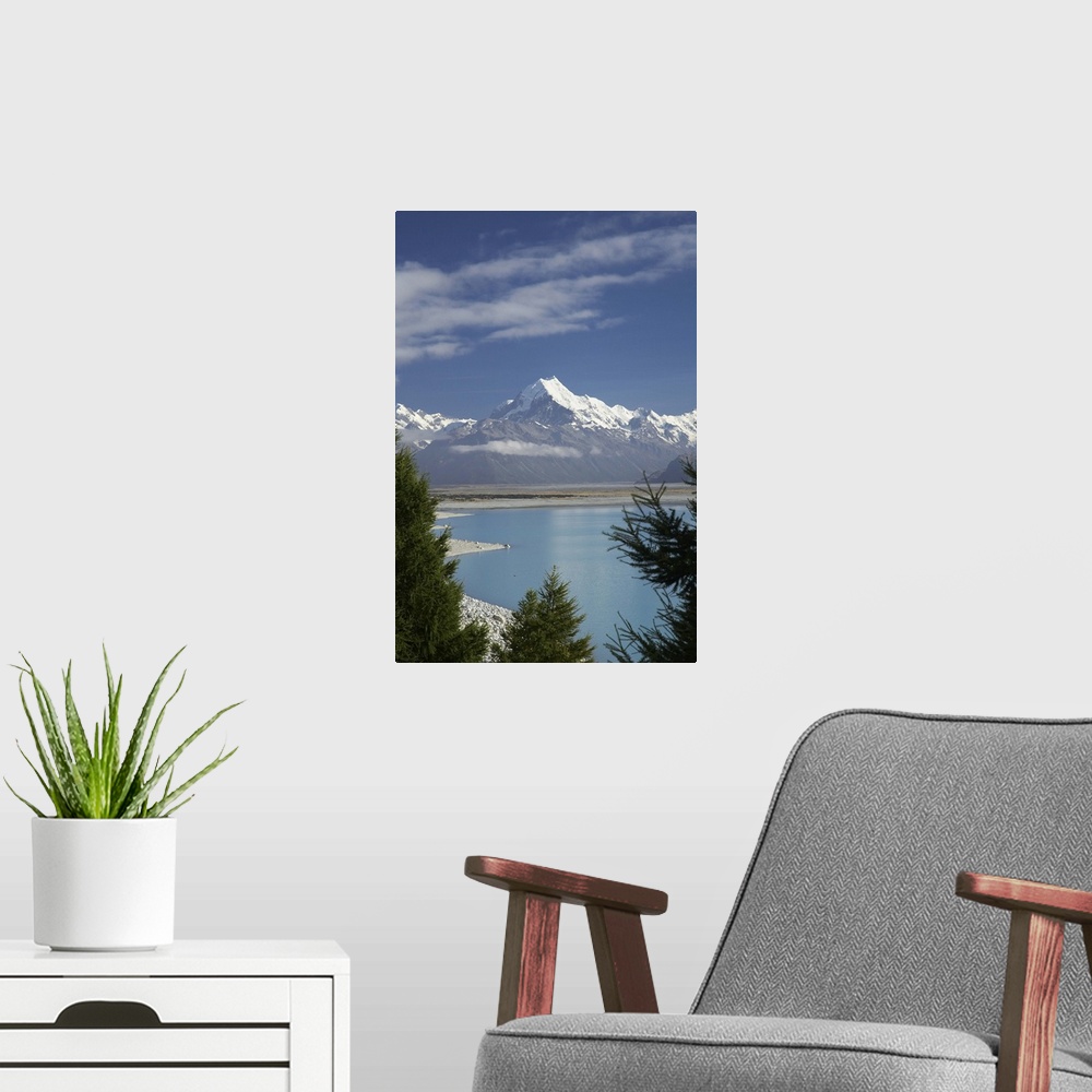A modern room featuring Aoraki / Mt Cook, and Lake Pukaki, Canterbury, South Island, New Zealand