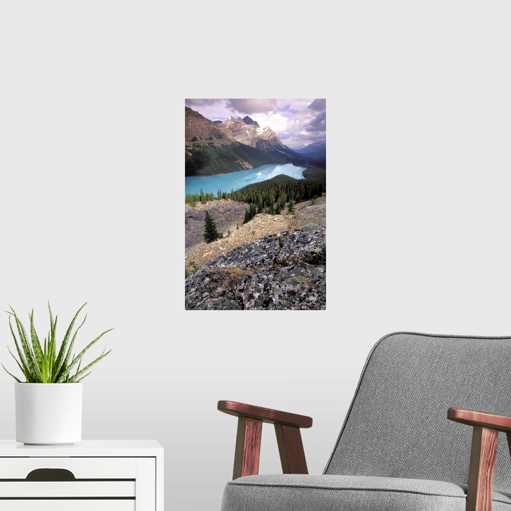 A modern room featuring North America, Canada, Alberta, Banff National Park. Chephren Lake