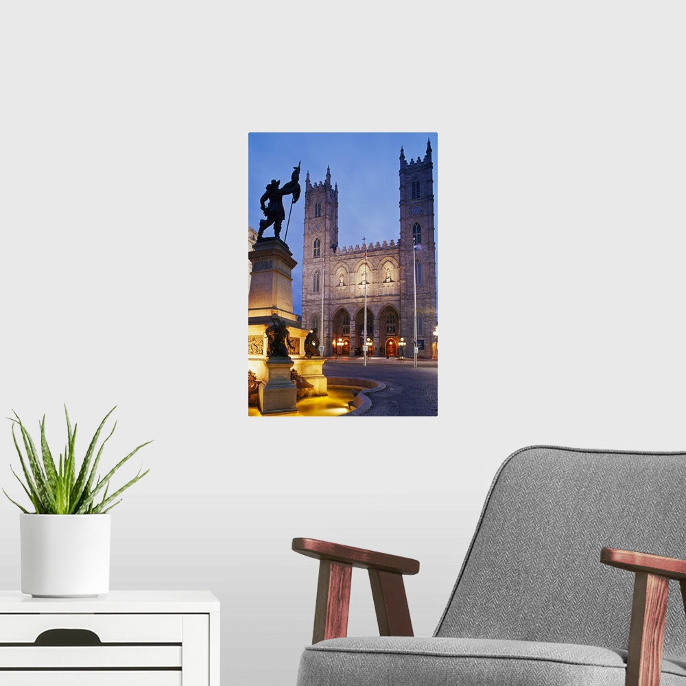 A modern room featuring Canada, Quebec, Montreal, Place d'Armes Square, Notre-Dame Basilica and Maisonneuve Monument of s...