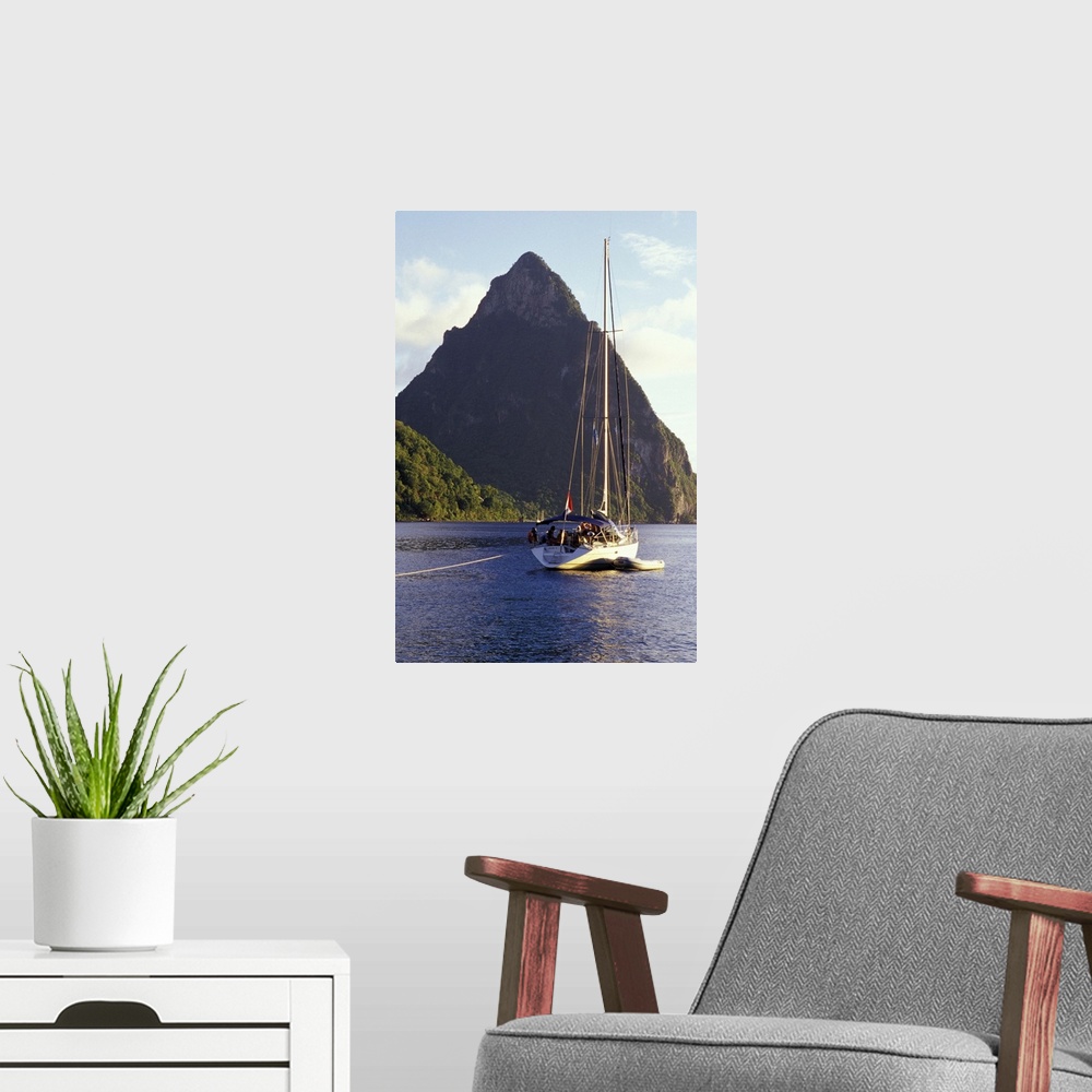 A modern room featuring Caribbean, BWI, St. Lucia, Caribbean Pitons.
