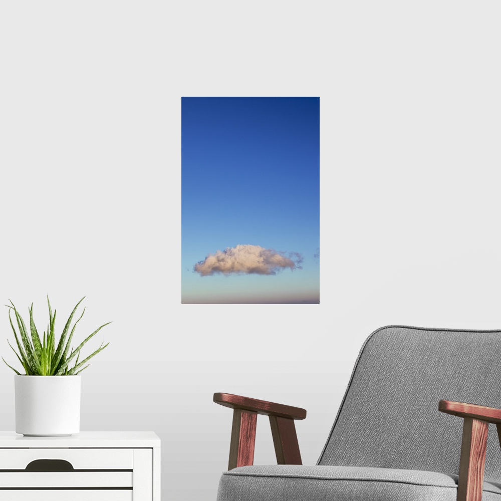 A modern room featuring Cloud at sunset.