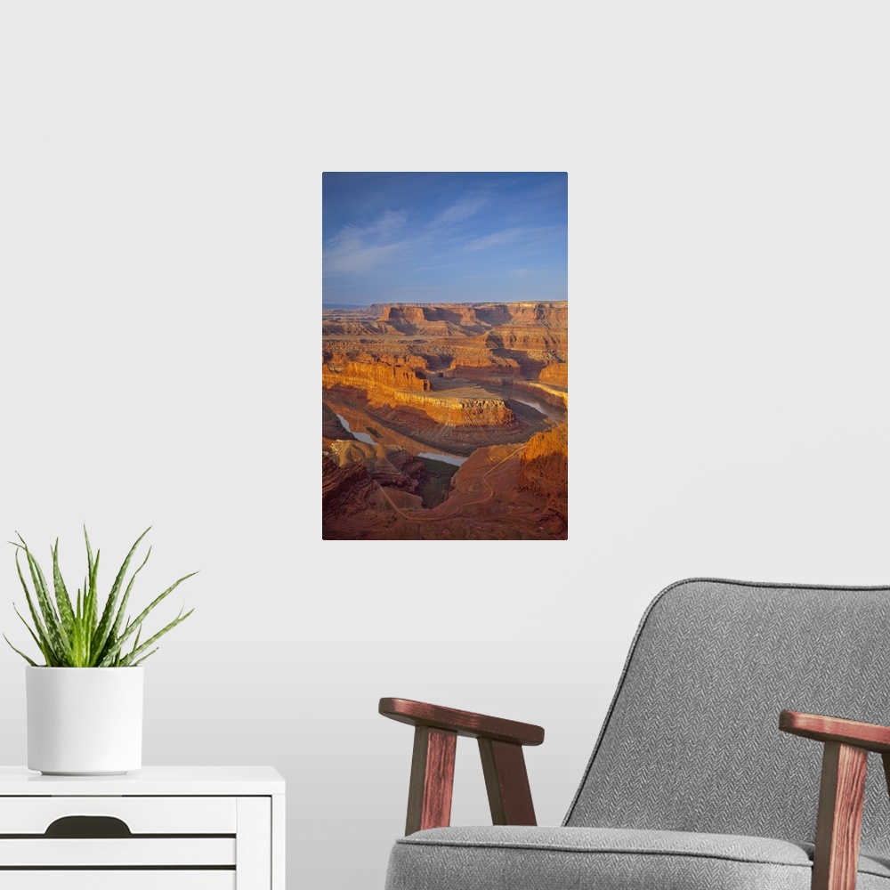 A modern room featuring Looking down onto the Colorado River and Canyonlands National Park from Dead Horse State Park nea...